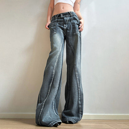 Women Fashion Casual Low Waist Loose Jeans