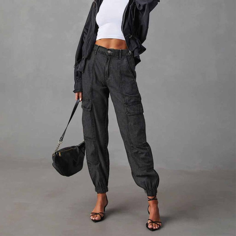 Women Fashion Casual Loose Jogger Cargo Jeans