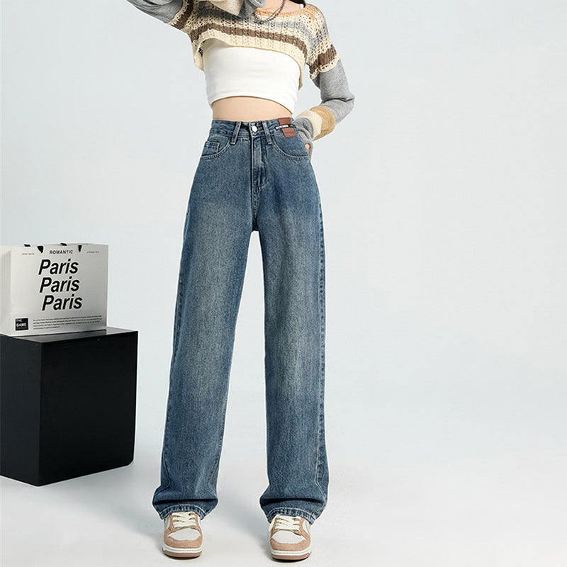 Women Fashion Casual High Waist Straight Jeans