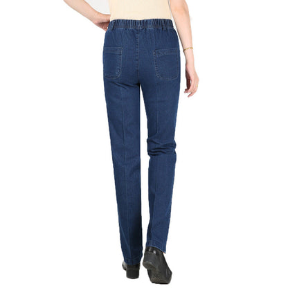 Women Casual Loose Plus Size Stretch Medium Wist Denim Skinny Pants Jeans
