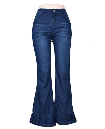 Women Fashion Casual High Waist Flared Jeans