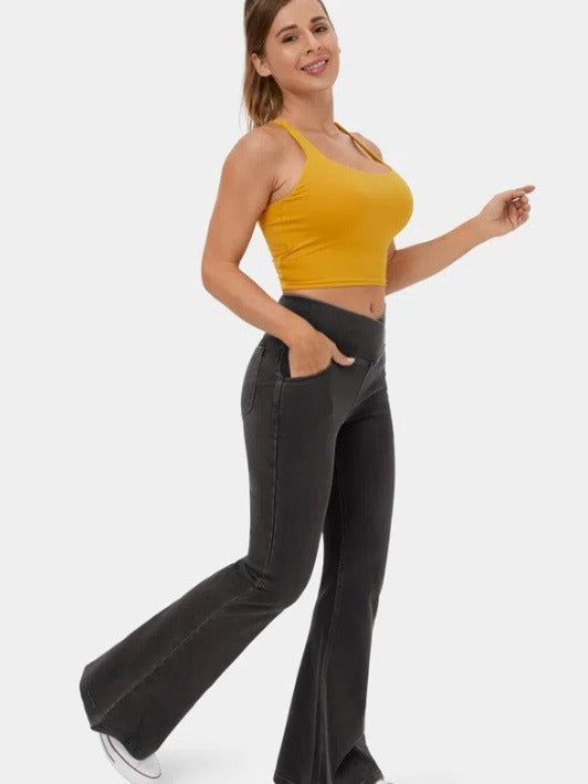 Women Fashion Casual Simple Solid Color Slim Fit High Waist Jeans