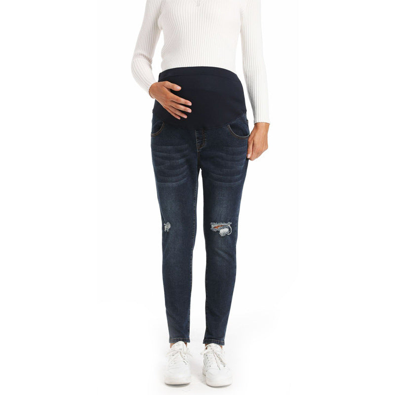 Pregnant Women Casual Fashion Ripped Maternity Jeans