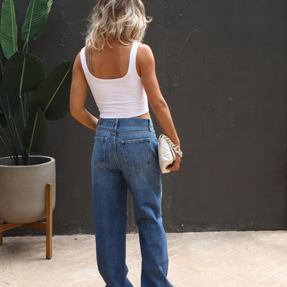 Women'S Casual Loose Ripped Straight Jeans