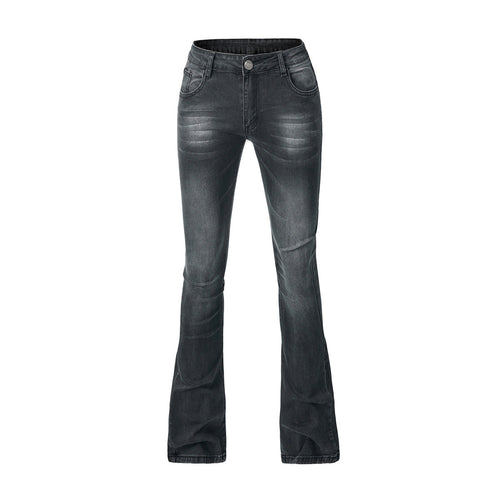 Women Fashion Casual Solid Color Flared Jeans