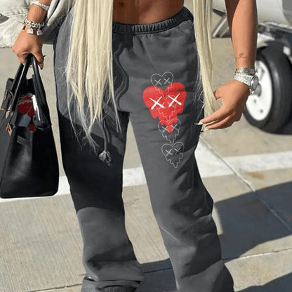 Women Denim Print Loose Nipped Waist Casual Jeans