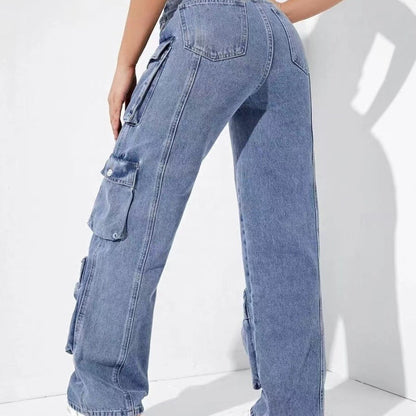 Women Casual Multi-Pocket Jeans Cargo Pants