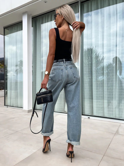 Women Fashion Casual Loose Women Jeans