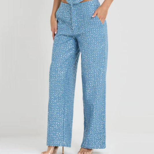 Women Fashion Casual Sequin Jeans