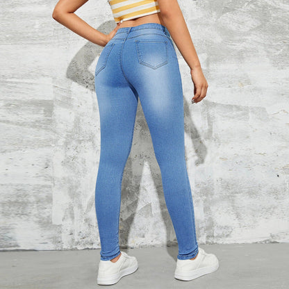 Women Denim High Waist Slim Fit Casual Skinny Jeans