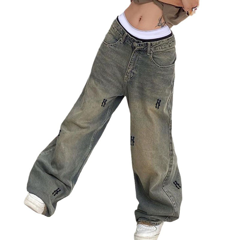 Street Loose Casual Women'S Low Waist Retro Wide Leg Jeans