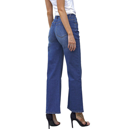 Women Fashion Casual Loose High Waist Elastic Jeans
