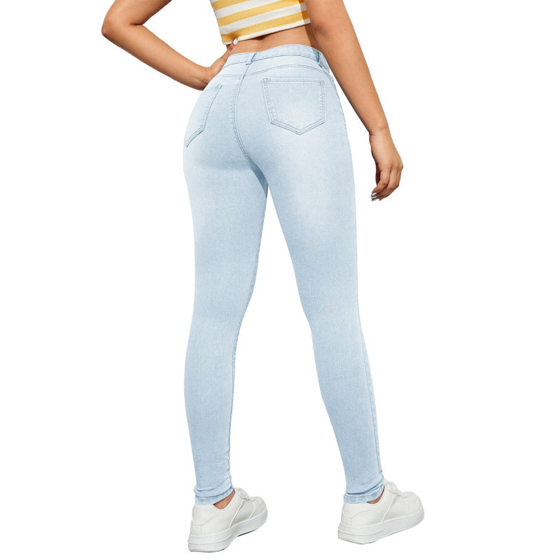 Women Denim High Waist Slim Fit Casual Skinny Jeans