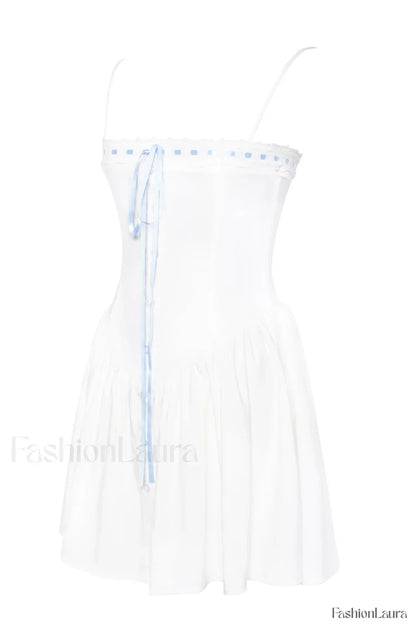 Malia Drop Waist Corset Graceful Lace Up Back Mini Dress