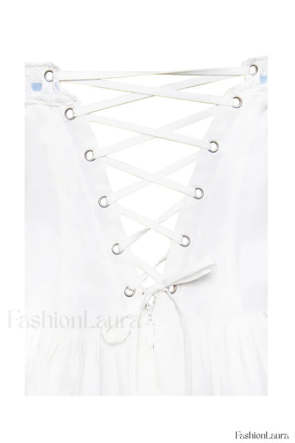 Malia Drop Waist Corset Graceful Lace Up Back Mini Dress