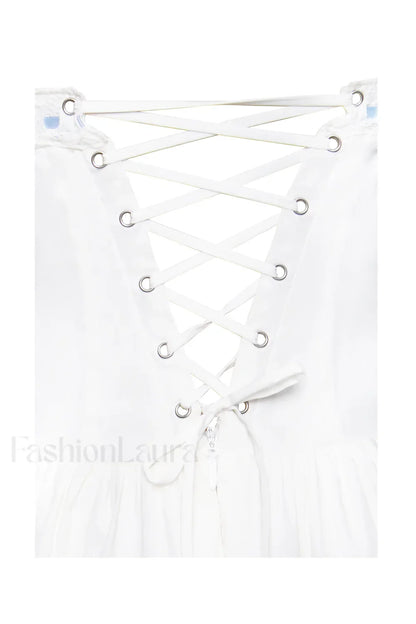 Malia Drop Waist Corset Graceful Lace Up Back Mini Dress