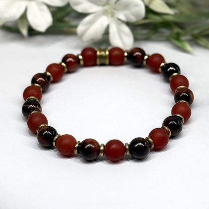 Matte Carnelian and Red Tiger's Eye Stretch Bracelet – Artisan Made