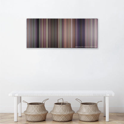 Meet the Fockers color palette canvas above a white bench with three woven baskets