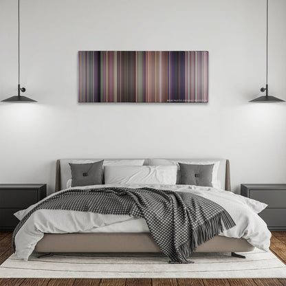 Meet the Fockers color palette canvas above a bed, between two black pendant lamps