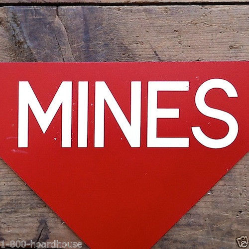 MINES SIGN Military Warning Field Marker 1960s