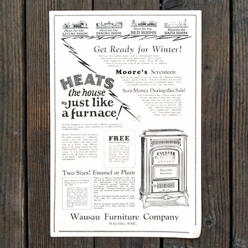 MOORE'S ROOM HEATER Advertising Poster 1920s