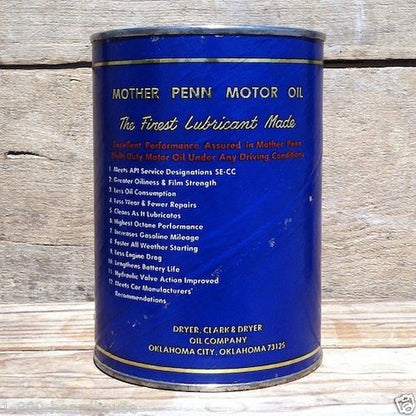 MOTHER PENN Quart Oil Can Coin Bank 1960s