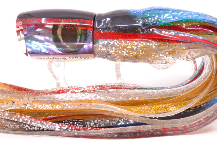 Moyes Lures Rainbow MOP Black-Red Back Boogeyman 12" 7oz Skirted Evil