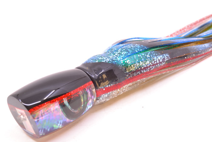 Moyes Lures Rainbow MOP Black-Red Back Boogeyman 12" 7oz Skirted Evil