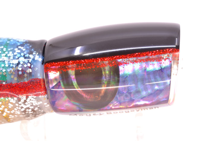 Moyes Lures Rainbow MOP Black-Red Back Boogeyman 12" 7oz Skirted Evil
