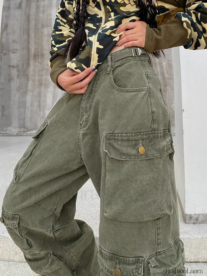 Multi Pockets Vintage Baggy Cargo Jeans