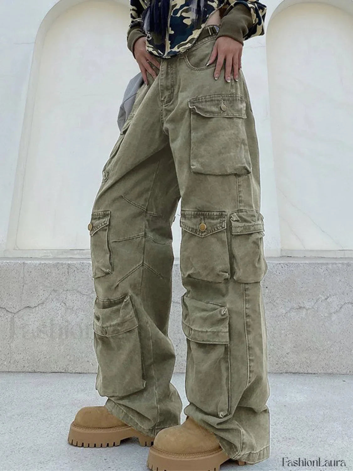 Multi Pockets Vintage Baggy Cargo Jeans