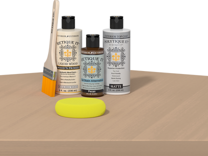 Retique It White Oak Multi-purpose Smooth Finish Kit with exterior satin top coat for wood furniture and projects.