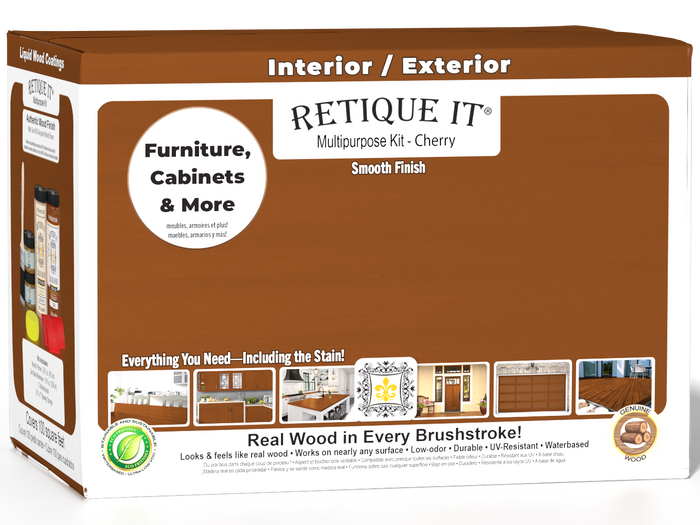 Large Cherry Multi-purpose Smooth Finish Kit by Retique It with exterior top coat, matte finish, for wood furniture and projects.