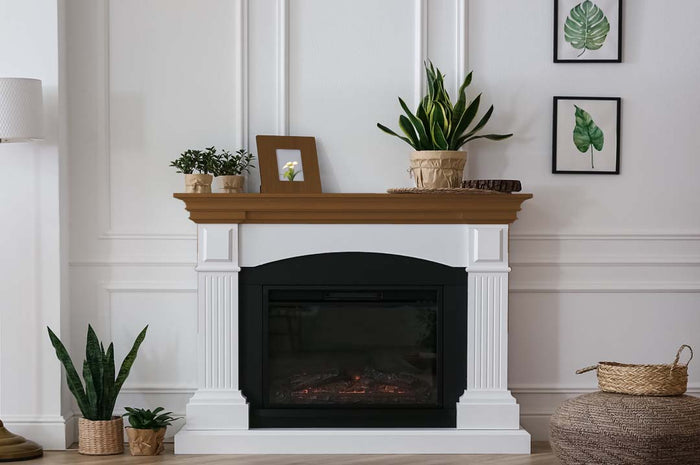 Retique It Multi-purpose Smooth Finish Kit (Large) in cherry, used on a fireplace mantle for a sleek interior wood top coat.