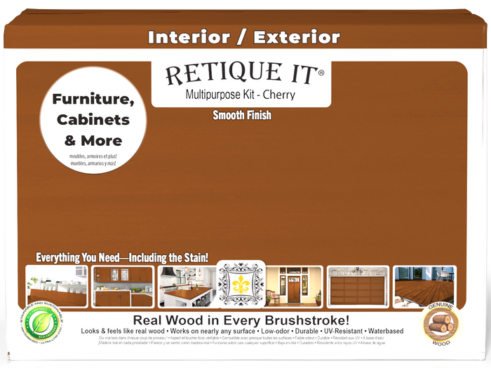 Large Cherry Multi-purpose Smooth Finish Kit from Wood'n Finish Kits by Retique It with interior top coat and application tools.