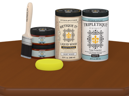 Large Cherry Multi-purpose Smooth Finish Kit by Retique It for interior wood projects, includes top coat in matte finish.