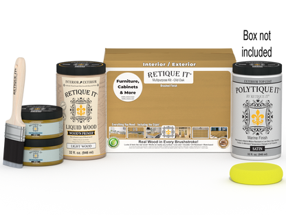 Large Old Oak wood finish kit by Retique It includes exterior top coat for smooth, durable wood surface finishing.