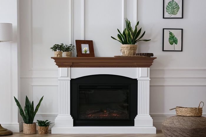 Retique It Wood'n Finish Kit in Dark Oak for rustic fireplace mantles, showcasing wood stain and finish application.