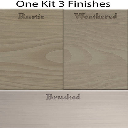 Retique It kitchen island countertop kit swatch showing driftwood stain finishes for wood surfaces.