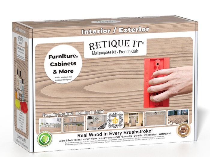 Retique It Wood'n Kit in French Oak finish, a multi-purpose wood finishing kit with wood stain and sealant for furniture.
