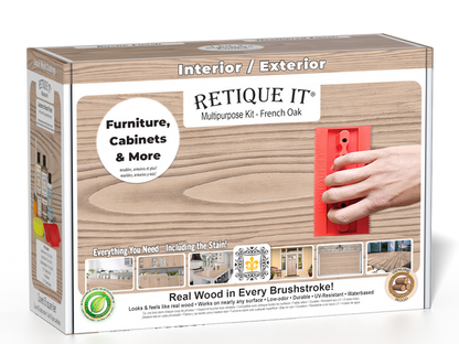 Retique It Wood'n Kit in French Oak finish, a multi-purpose wood finishing kit with wood stain and sealant for furniture.
