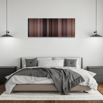 My Big Fat Greek Wedding color palette canvas above a bed, between two black pendant lamps