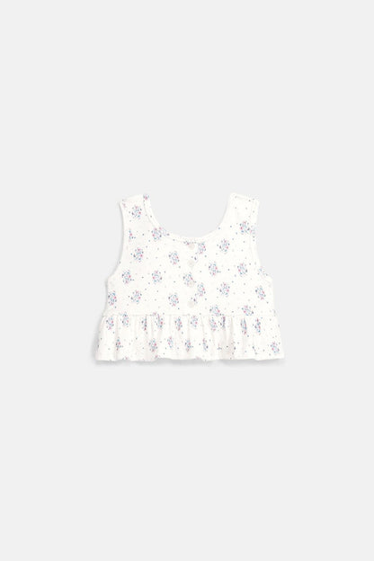 Myrtilla Top in Cream Flower Dunes