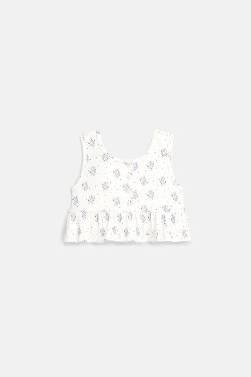Myrtilla Top in Cream Flower Dunes