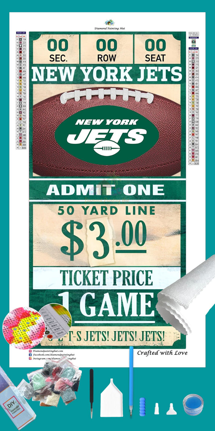 New York Jets NFL Ticket Diamond Painting-Diamond Painting Hut