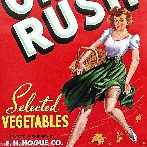 ON RUSH VEGETABLE Crate Box Label 1950s
