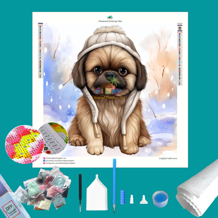 Pekingese Winter Diamond Painting
