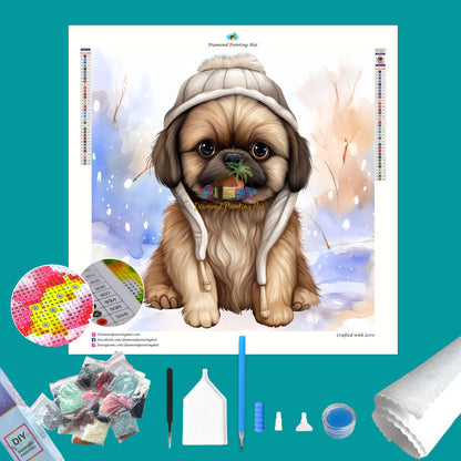 Pekingese Winter Diamond Painting