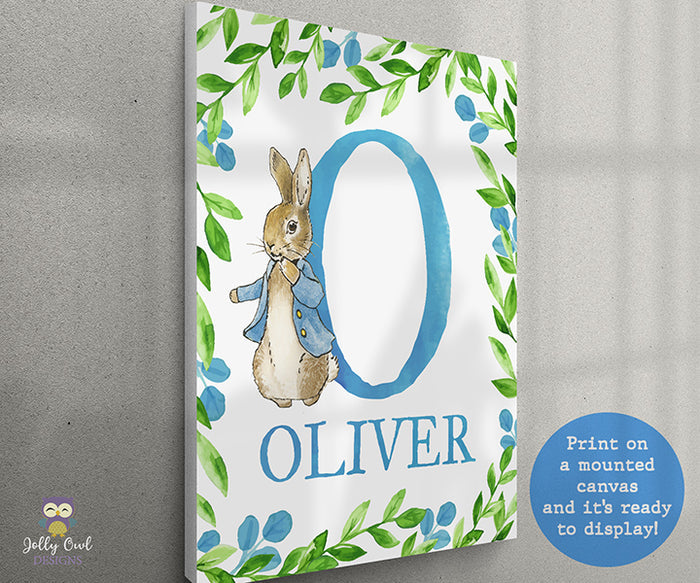 Peter Rabbit Initial and Name Poster Sign Printable - Jolly Owl Designs