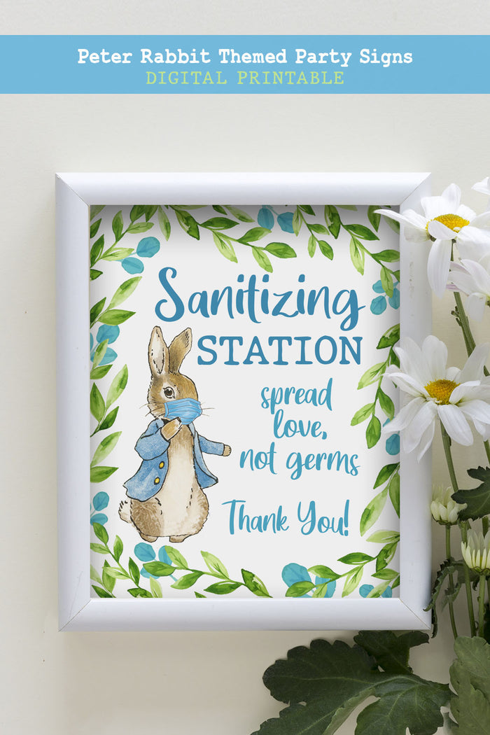 Peter Rabbit Themed Party Signs - Sanitizing Station